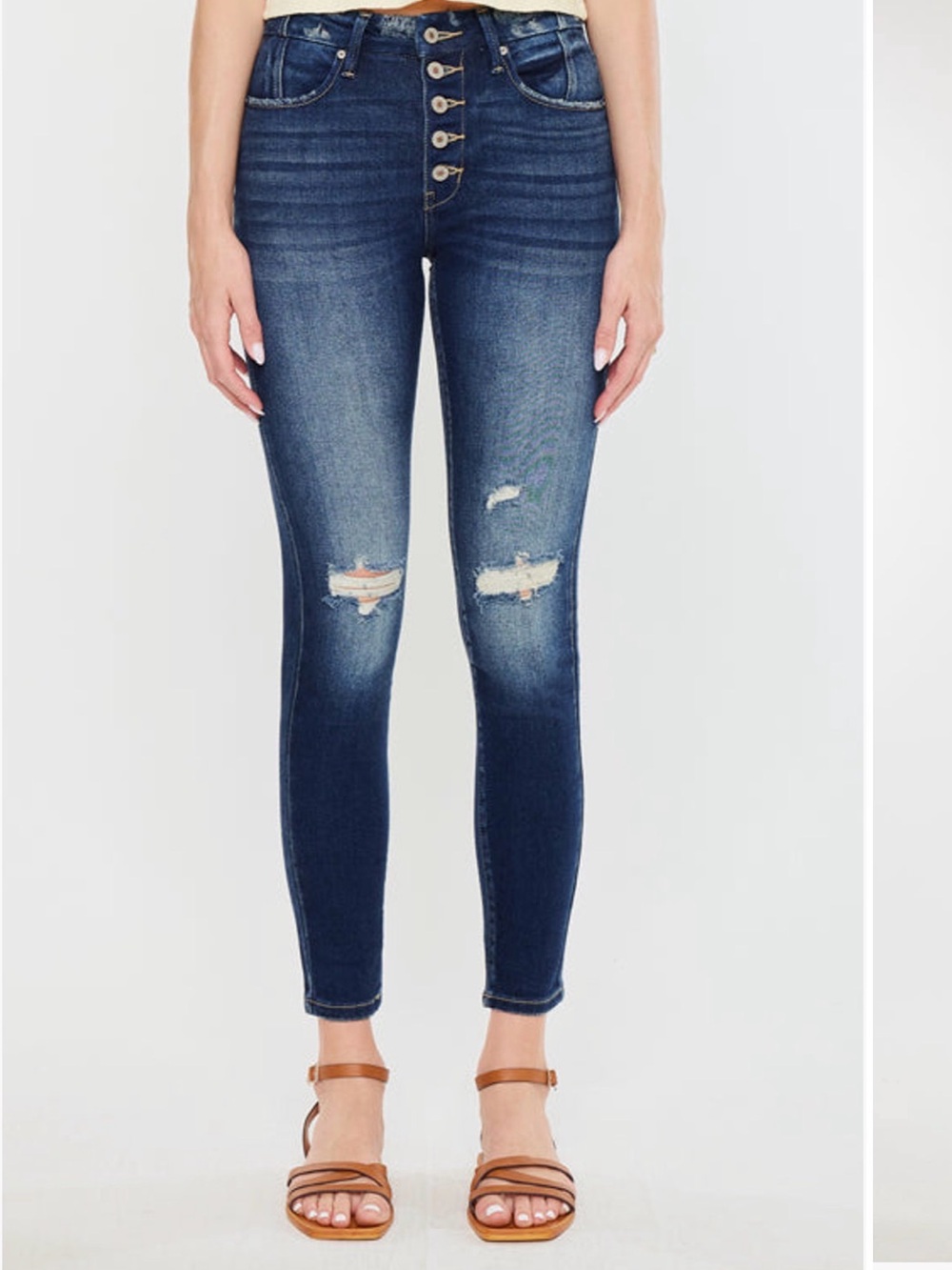 KanCan Medium-Dark Blue High Rise Button-Fly Skinny Jeans Size 11/29